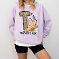 T Is For Teacher’s Aide Back To First Day Of School Leopard Men Women Girls Kids Comfort Colors Sweatshirt Orchid T Is For Teacher’s Aide Back To First Day Of School Leopard Men Women Girls Kids Comfort Colors Sweatshirt Orchid