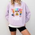 I Teach 2nd Grade Superheroes Back To School Teacher Men Women Girls Kids Comfort Colors Sweatshirt Orchid
