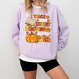 I Teach The Coolest Pumpkins In The Patch Teacher Halloween Comfort Colors Sweatshirt Orchid
