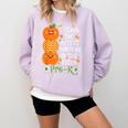 I Teach The Cutest Pumpkins In Patch Pre-K Halloween Teacher Comfort Colors Sweatshirt Orchid