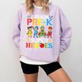 I Teach Pre-K Superheroes Students Teacher Back To School Comfort Colors Sweatshirt Orchid I Teach Pre-K Superheroes Students Teacher Back To School Comfort Colors Sweatshirt Orchid