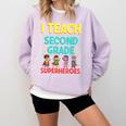 I Teach Second Grade Superheroes Teacher Superhero Comfort Colors Sweatshirt Orchid I Teach Second Grade Superheroes Teacher Superhero Comfort Colors Sweatshirt Orchid