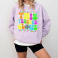 This Teacher 80s 90s Teachers's Day Glows Last Day Of School Comfort Colors Sweatshirt Orchid