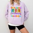 Teacher We Are Like A Box Of Crayons Back To School Men Women Kids Comfort Colors Sweatshirt Orchid