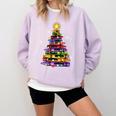 Teacher Crayon Christmas Tree Lights Student School Xmas Comfort Colors Sweatshirt Orchid