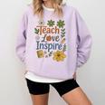 Teacher Inspire Love Comfort Colors Sweatshirt Orchid Teacher Inspire Love Comfort Colors Sweatshirt Orchid