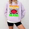 Teacher Teachers Love Brains Skeleton Hand Heart Halloween Comfort Colors Sweatshirt Orchid Teacher Teachers Love Brains Skeleton Hand Heart Halloween Comfort Colors Sweatshirt Orchid