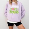 Teachers Love Brains Halloween Teacher Zombie Comfort Colors Sweatshirt Orchid Teachers Love Brains Halloween Teacher Zombie Comfort Colors Sweatshirt Orchid