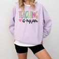 Teaching Is My Jam For Women Teacher Cute Teachers Outfit Comfort Colors Sweatshirt Orchid Teaching Is My Jam For Women Teacher Cute Teachers Outfit Comfort Colors Sweatshirt Orchid
