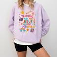 Teaching Kids About Jesus Is The Best Job Ever Bible Teacher Comfort Colors Sweatshirt Orchid Teaching Kids About Jesus Is The Best Job Ever Bible Teacher Comfort Colors Sweatshirt Orchid