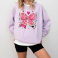 Teaching Is A Work Of Heart Pencil Bow Teacher Valentine Comfort Colors Sweatshirt Orchid