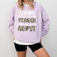 Team School Nurse Camo Teacher Student Back To School For Men Women Comfort Colors Sweatshirt Orchid