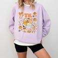 Team TK Crew Preppy Coquette Bow Pumpkin Fall TK Teacher Comfort Colors Sweatshirt Orchid