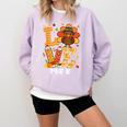 Thanksgiving Love Pre-K Teacher Turkey Autumn Fall For Men Women Girls Kids Comfort Colors Sweatshirt Orchid