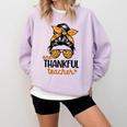 Thanksgiving Shirt Teacher Women Messy Bun Thankful Teacher Comfort Colors Sweatshirt Orchid Thanksgiving Shirt Teacher Women Messy Bun Thankful Teacher Comfort Colors Sweatshirt Orchid