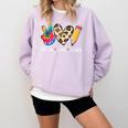 Tie Dye Hippie Peace Love Teach Teacher Appreciation Comfort Colors Sweatshirt Orchid