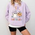 TK Boo Crew Retro Groovy Halloween Floral Ghost TK Teacher Men Women Kids Comfort Colors Sweatshirt Orchid TK Boo Crew Retro Groovy Halloween Floral Ghost TK Teacher Men Women Kids Comfort Colors Sweatshirt Orchid