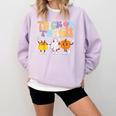Trick Or Teach Cute Halloween Teacher Comfort Colors Sweatshirt Orchid