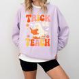 Trick Or Teach Halloween Shirt For Teacher Kids Floral Ghost Comfort Colors Sweatshirt Orchid Trick Or Teach Halloween Shirt For Teacher Kids Floral Ghost Comfort Colors Sweatshirt Orchid