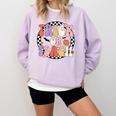 Trick Or Teach Retro Groovy Halloween Teacher Comfort Colors Sweatshirt Orchid