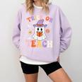 Trick Or Teach Teacher Groovy Ghost Halloween Teacher Comfort Colors Sweatshirt Orchid Trick Or Teach Teacher Groovy Ghost Halloween Teacher Comfort Colors Sweatshirt Orchid