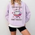Trick Or Treat Point Your Feet Halloween Ghost Dance Teacher Comfort Colors Sweatshirt Orchid Trick Or Treat Point Your Feet Halloween Ghost Dance Teacher Comfort Colors Sweatshirt Orchid