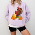 Turkey Reading Books Fall Thanksgiving Teacher Book Comfort Colors Sweatshirt Orchid