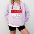 We Wear Red For Red Ribbon Week Awareness Mothers Teachers Comfort Colors Sweatshirt Orchid We Wear Red For Red Ribbon Week Awareness Mothers Teachers Comfort Colors Sweatshirt Orchid