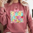 100 Days Of School Preppy 100th Day Of School Teacher Kids Comfort Colors Sweatshirt Crimson