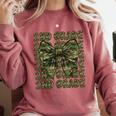 2nd Grade Teacher Student Camo Bow Back To School Comfort Colors Sweatshirt Crimson