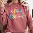 2nd Second Grade Dream Team Teacher First Day Back To School Comfort Colors Sweatshirt Crimson