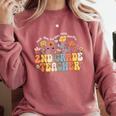 2nd Second Grade Teacher Appreciation Teaching Wildflowers Comfort Colors Sweatshirt Crimson