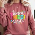 3rd Grade Team Pencil Teacher Student Back To School Girls Comfort Colors Sweatshirt Crimson