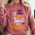 My 4th Grade Students Are a Treat Teacher Halloween Witch For Men Women Kids Comfort Colors Sweatshirt Crimson My 4th Grade Students Are a Treat Teacher Halloween Witch For Men Women Kids Comfort Colors Sweatshirt Crimson