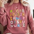 ABC Animals Alphabet Graphic Boys Girls Kindergarten Teacher Comfort Colors Sweatshirt Crimson