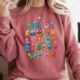 ABC Cute Monster Alphabet Halloween Teacher Costume Kids Comfort Colors Sweatshirt Crimson