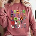 ABCs Alphabet Halloween Learning Kindergarten Teachers Comfort Colors Sweatshirt Crimson ABCs Alphabet Halloween Learning Kindergarten Teachers Comfort Colors Sweatshirt Crimson