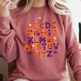 ABCs Learning Kindergarten Teacher Halloween Alphabet Comfort Colors Sweatshirt Crimson ABCs Learning Kindergarten Teacher Halloween Alphabet Comfort Colors Sweatshirt Crimson