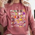 Alphabet ABCs Halloween Characters Kindergarten Teacher Kids Comfort Colors Sweatshirt Crimson Alphabet ABCs Halloween Characters Kindergarten Teacher Kids Comfort Colors Sweatshirt Crimson