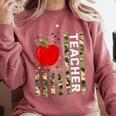 American Flag Camouflage Teacher Patriotic 4th Of July Comfort Colors Sweatshirt Crimson American Flag Camouflage Teacher Patriotic 4th Of July Comfort Colors Sweatshirt Crimson