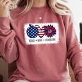 American Flag Teach Love Freedom Preschool Teacher 4th July Comfort Colors Sweatshirt Crimson