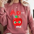 A Is For Apple Pre-K Kindergarten Teacher Student Comfort Colors Sweatshirt Crimson