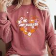 Art Teacher Heart Autumn Thanksgiving Kids Comfort Colors Sweatshirt Crimson