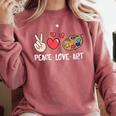 Art Teacher Peace Love Art For Artists And Painters Comfort Colors Sweatshirt Crimson