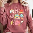 Back To School Coquette Teacher Women Girl Kindergarten PreK Comfort Colors Sweatshirt Crimson Back To School Coquette Teacher Women Girl Kindergarten PreK Comfort Colors Sweatshirt Crimson