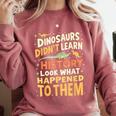 Back To School Dinosaur Social Studies Teacher Student Comfort Colors Sweatshirt Crimson