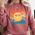 Back To School Groovy Smile Preschool Teachers Students Kids Comfort Colors Sweatshirt Crimson Back To School Groovy Smile Preschool Teachers Students Kids Comfort Colors Sweatshirt Crimson