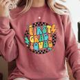 Back To School Groovy Teacher 1st First Grade Crew Squad Comfort Colors Sweatshirt Crimson Back To School Groovy Teacher 1st First Grade Crew Squad Comfort Colors Sweatshirt Crimson