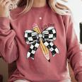 Back To School Hello Fifth Grade Teacher Coquette Pencil Bow Comfort Colors Sweatshirt Crimson