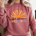 Back To School Hello Preschool For Kids Teacher Women Comfort Colors Sweatshirt Crimson Back To School Hello Preschool For Kids Teacher Women Comfort Colors Sweatshirt Crimson